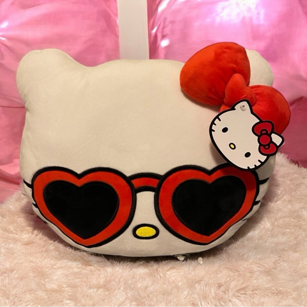 Hello Kitty Valentines Heart Glasses Plush Pillow